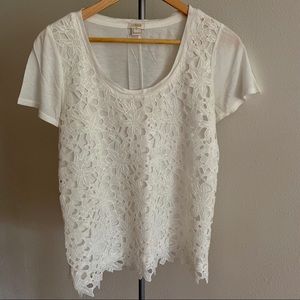 J. Crew floral lace cutout top